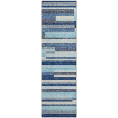 Premium Machine Washable Prisco Blue Rug