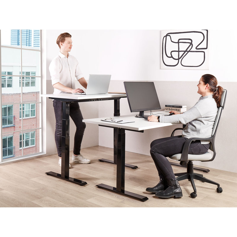 Luff Adjustable Metal Base Standing Desk, 128cm H x 120cm W x 72cm D, Grey, Black