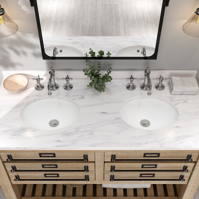 MEJE 17" White Ceramic Oval Undermount Bathroom Sink