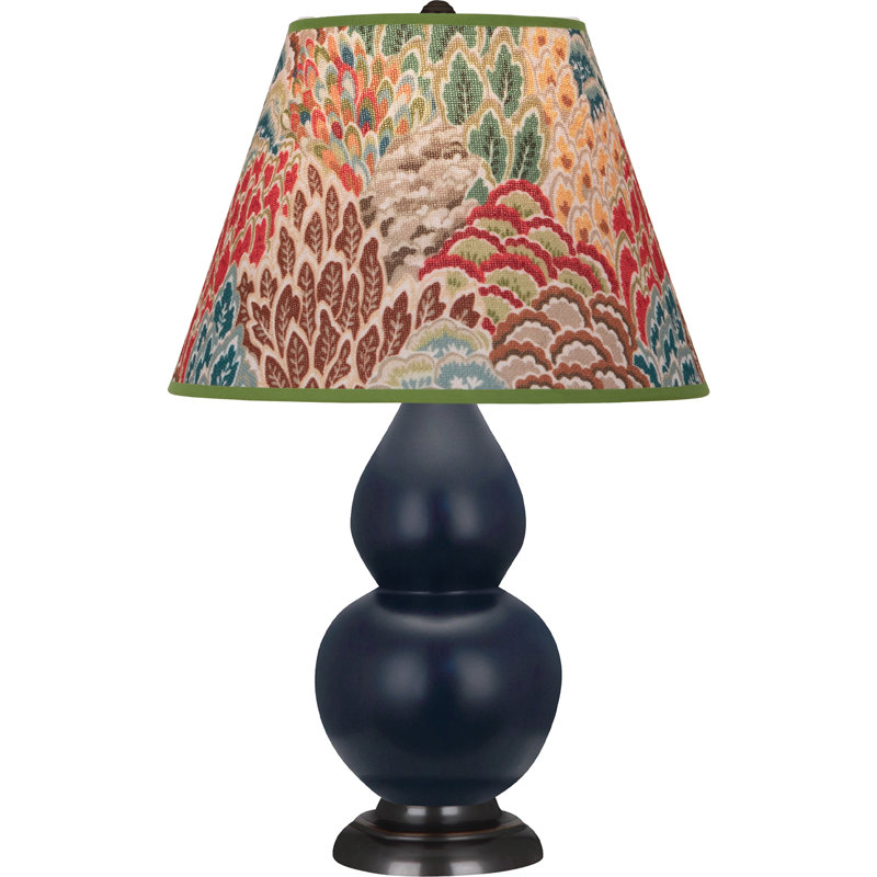 Small Double Gourd Accent Lamp - Sangria, Deep Patina Bronze - Lavender, Plum Shade, Off White/Bronze, Navy/Gray