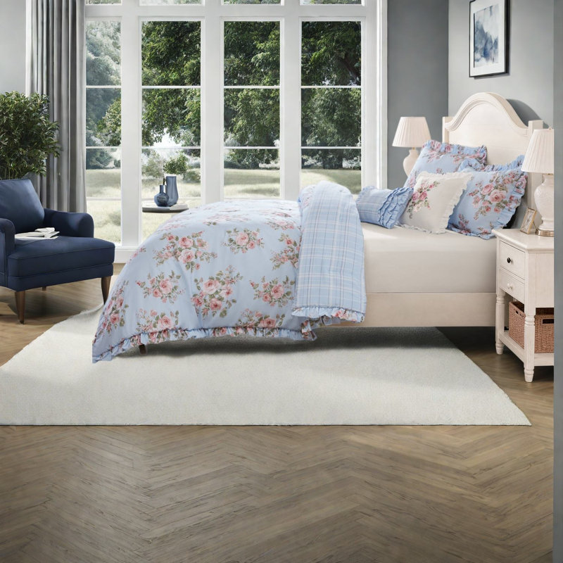 Checkered and Floral Comforter Set