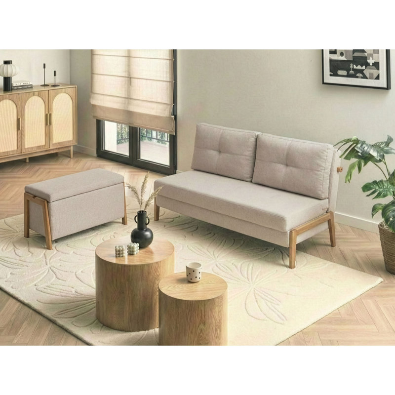 EDLAND Upholstered Storage Bench, Beige