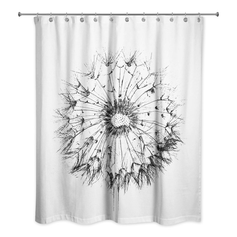 Simple Sketchy Dandelion Shower Curtain