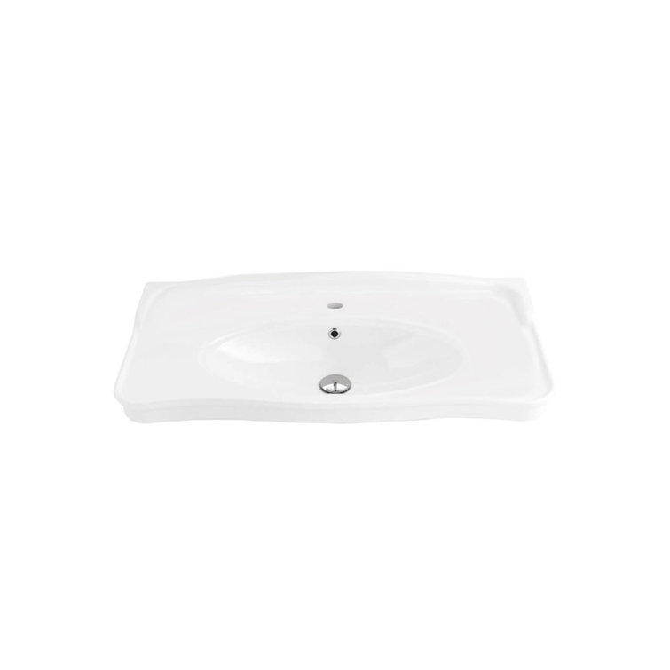 WS Bath Collections Antique 19.7'' Glossy White Ceramic Rectangular Bathroom Sink with Overflow