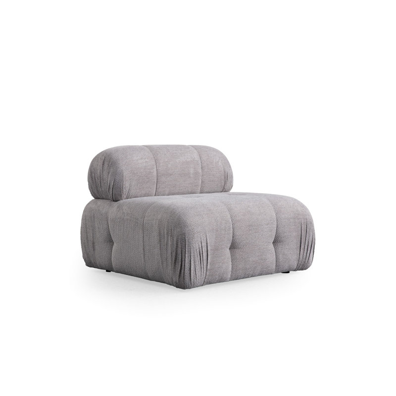 Élégant canapé 1 place, gris clair, 37,4 x 37,4 x 29,5 pouces | Structure en bois de hêtre durable et en carton, tissu 100% polyester | Support de dossier en mousse et en plumes gris doux | Comprend des coussins, des pieds élégants en plastique noir
