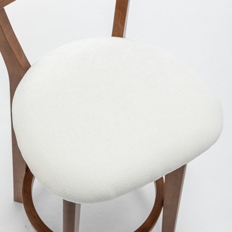 Nordic Solid Wood Bar Stool, Beige