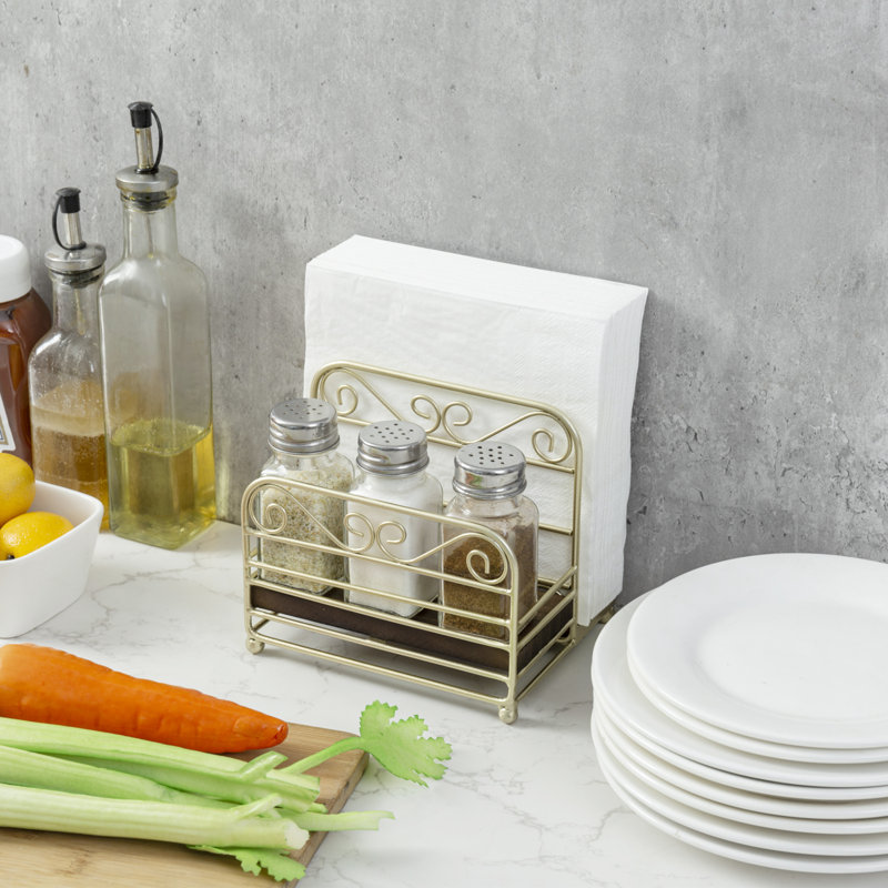Metal and Wood Napkin Holder