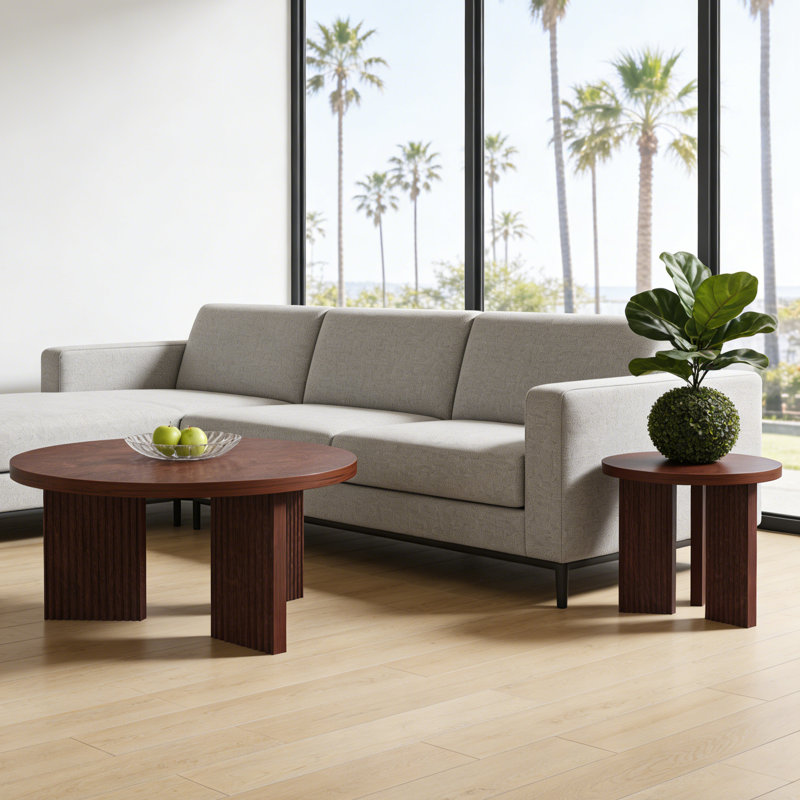 Coffee Table And End Table Set, Burgundy
