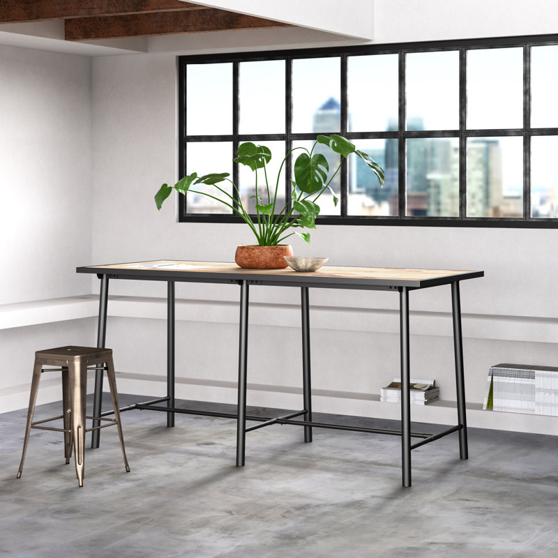 Rodiguez Oak Metal Base Dining Table