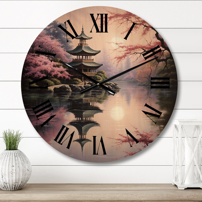 Horloge murale en bois massif Marlinda, Moyenne