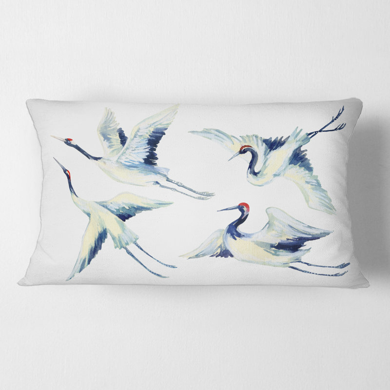 Housse et insert de coussin rectangulaire Asian Crane Bird Impression