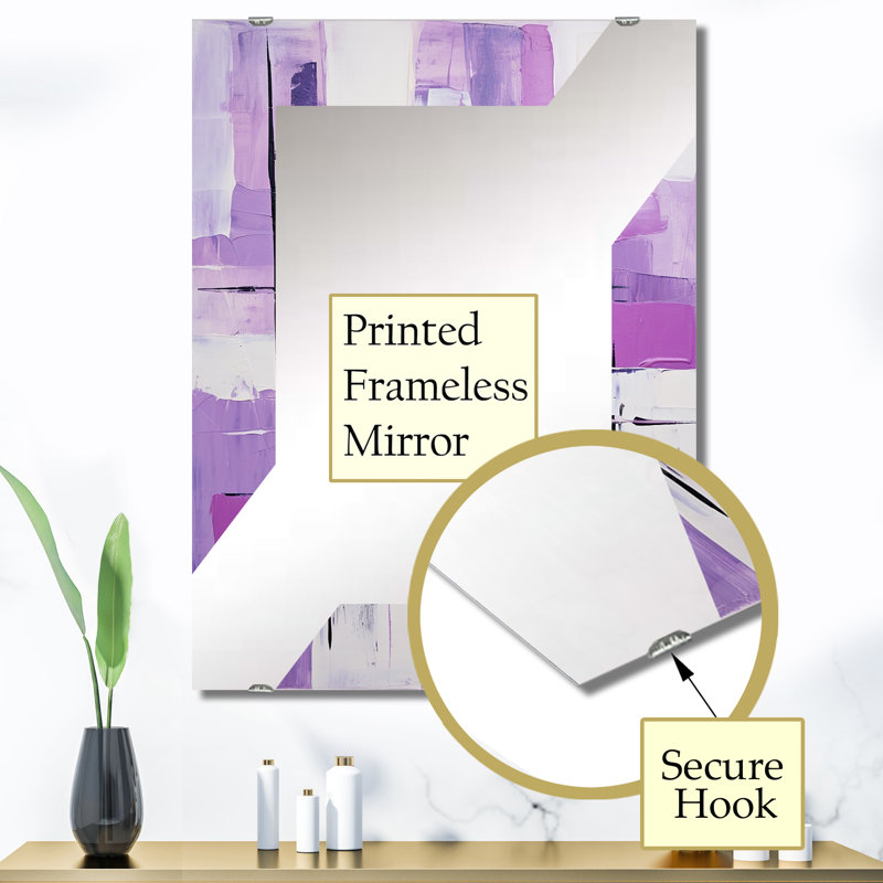 Miroir mural Tachisme mauve, Tachisme Modern - Tachisme mauve cubisme III, 40 po x 30 po