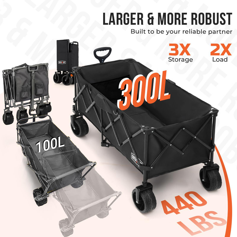 Overmont 45'' Collapsible Foldable Wagon Cart with All-Terrain Wheels