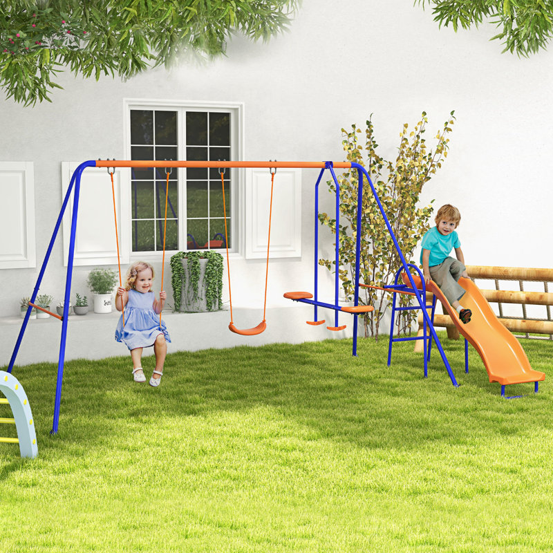 Ensemble de balançoire en acier Outsunny avec balançoire (s)