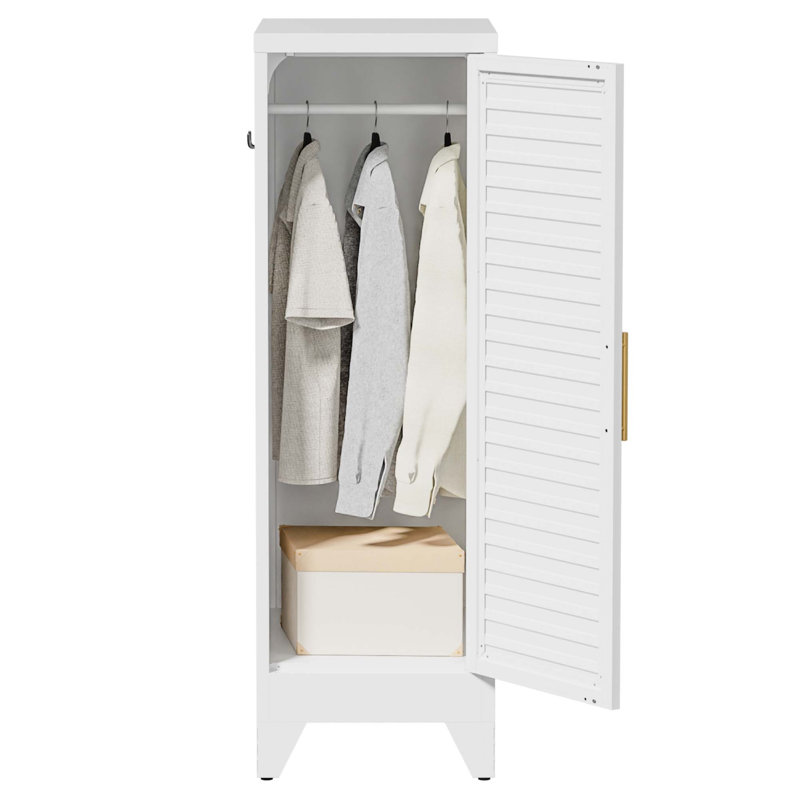 Armoire de rangement en métal avec porte à persiennes et rail de suspension