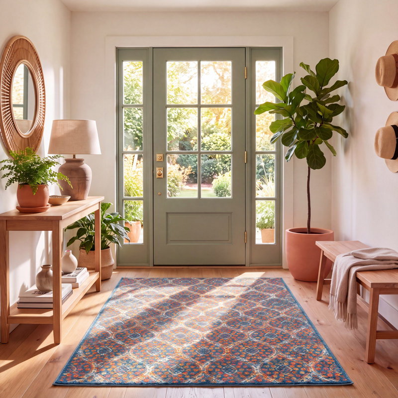 Christa Geometric Blue Area Rug, Rectangle 5'1" x 7'6"