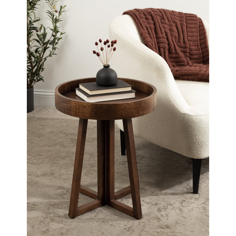 Mayflower Solid and Manufactured Wood End Table, Walnut Brown, Walnut Brown, 22" H x 18" W x 18" D
