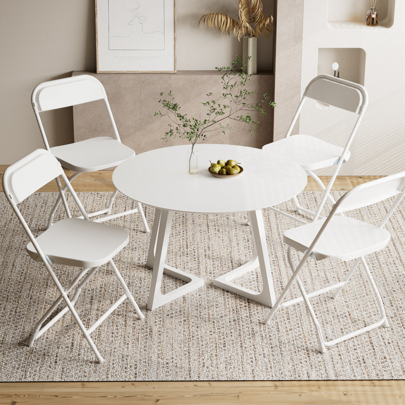 Ensemble de chaises pliantes empilables en plastique / résine (ensemble de 6), Blanc, 6