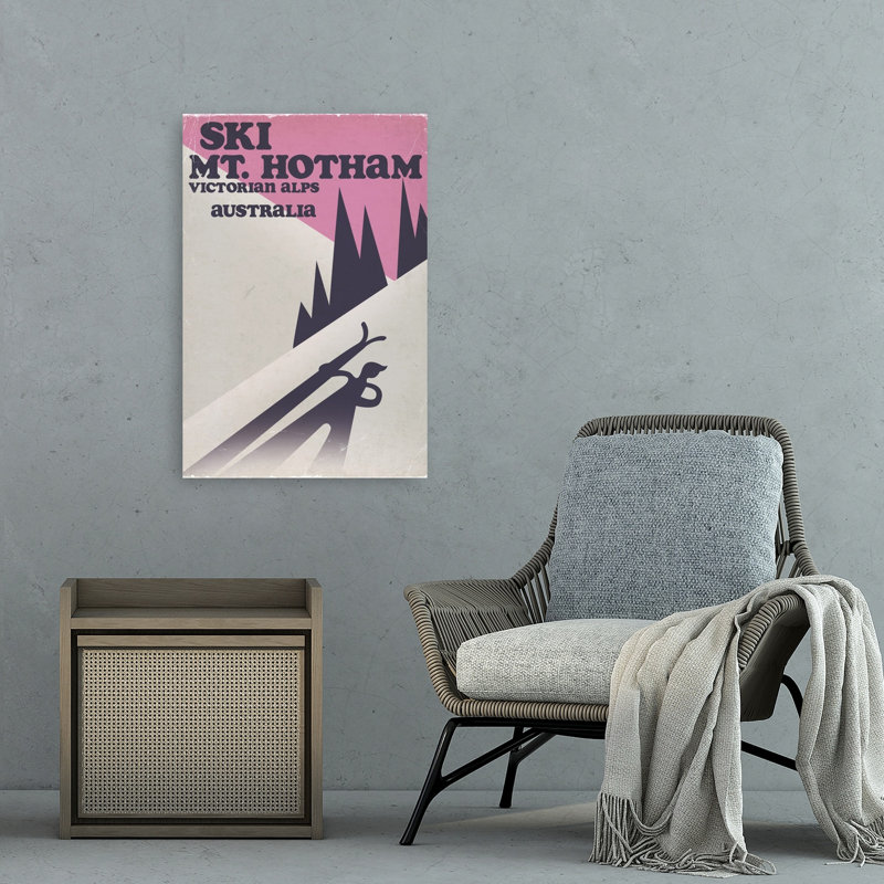 Ski Mount Hotham Australia Retro Vintage Abstract Mountain Winter Wall Art Print by Nicholas - Wrapped Canvas Print