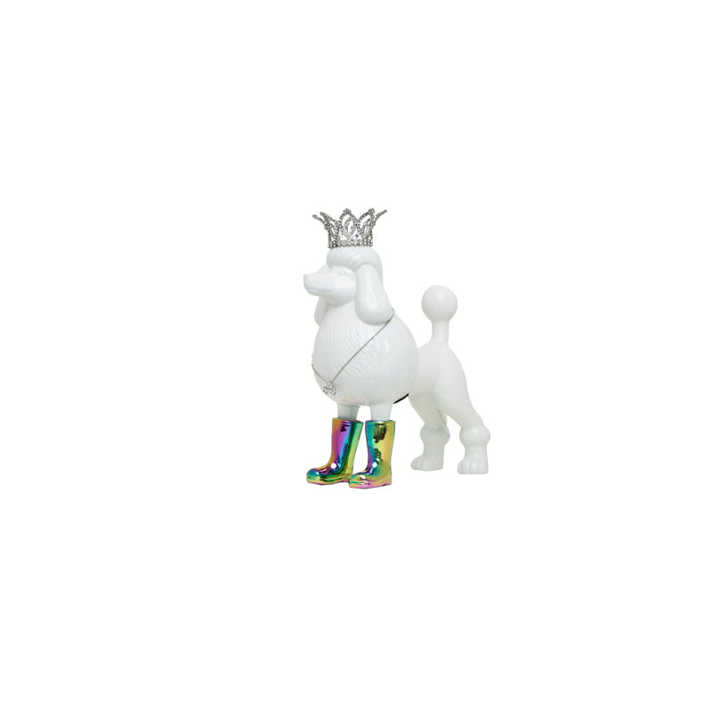Caniche irisé Broadus avec collier et couronne - 13 po de hauteur