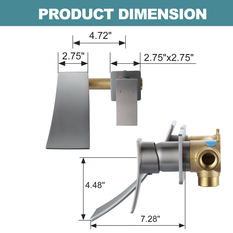 Wall Mounted Single Handle Bathroom Sink Faucet (Valve Included), Brushed Nickel