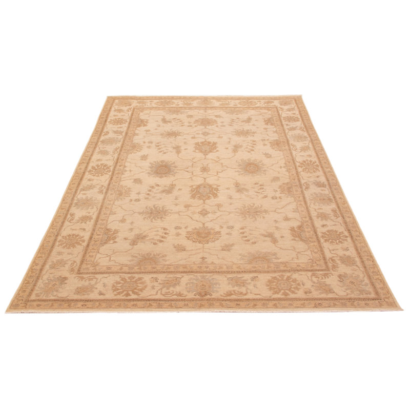 Tapis ivoire noué à la main unique 7 pi 10 po x 11 pi 1 po Chobi