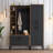 Modern Hall Stand with Metal Legs & Handles, Walnut & Anthracite Finish, 59.1 x 78.7 x 13.8 inches | 100% Melamine Coated Particle Board, Wall-Mountable, Numerous Shelves for Stylish & Functional Entryway Storage-1524367100