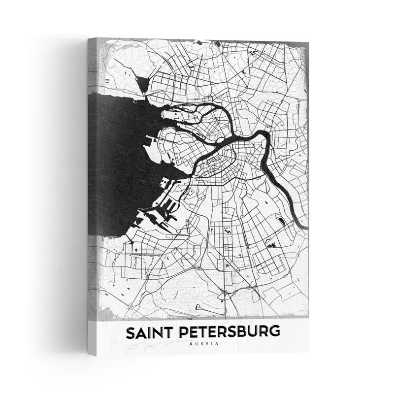 Saint Petersburg City Map Abstract Contemporary Architecture City Wall Art Print 1 Piece Wrapped Canvas Wall Art
