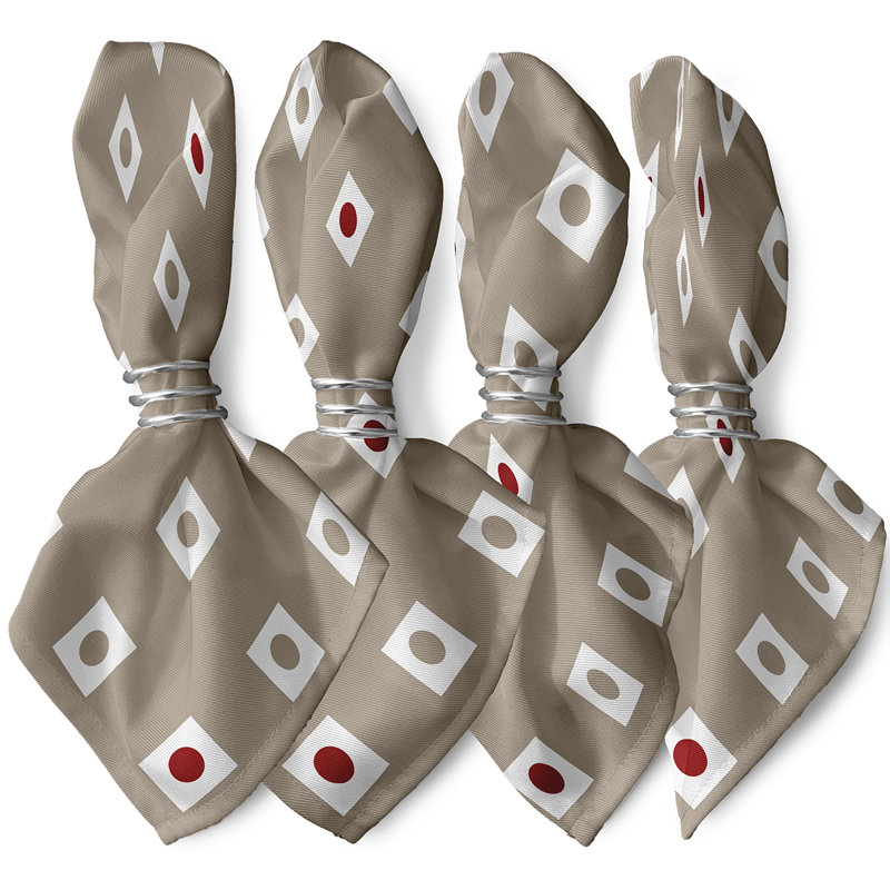 Serviette Hip to be Square, L 18 po x L 18 po, Taupe / rouge