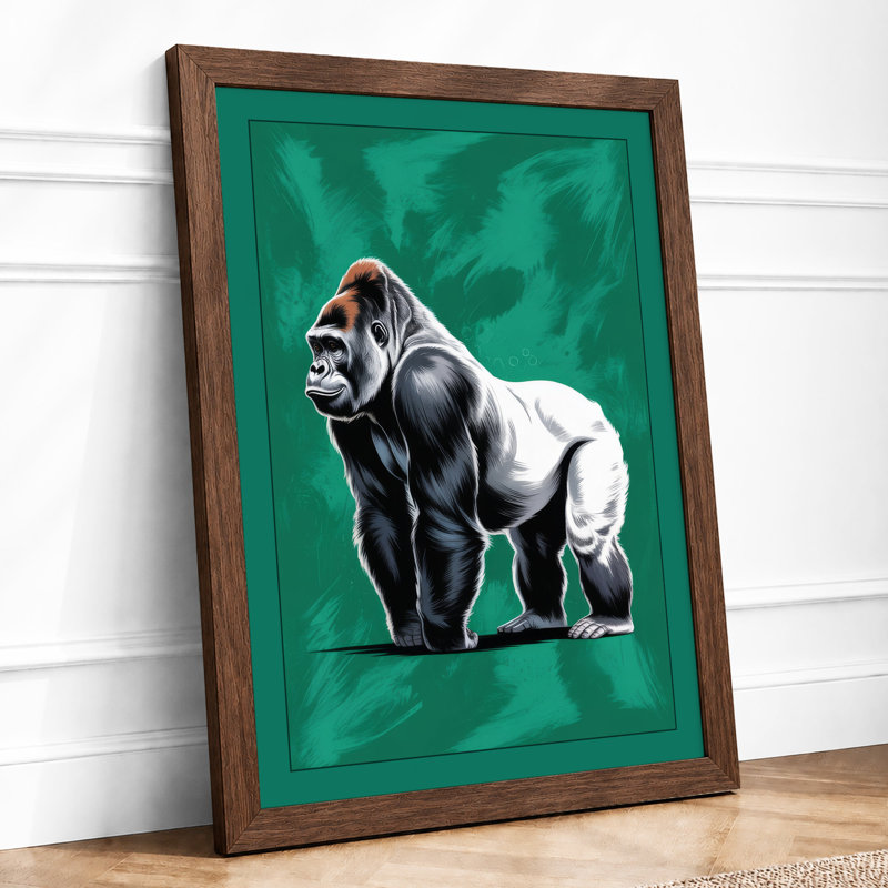Silverback Strength Modern - Framed Print, A4 - 29.7 x 21.0 cm, Walnut