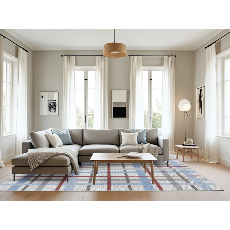 Tapis bleu / brun Hauppauge, Rectangle 8 pi x 10 pi