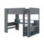 Lit mezzanine pleine grandeur avec bureau, lit mezzanine en bois avec ports USB, lumières DEL, lit mezzanine avec tablettes multi-rangements