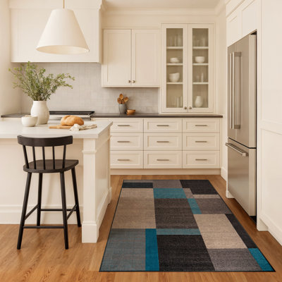 Tapis bleu tissé à la machine Bolk