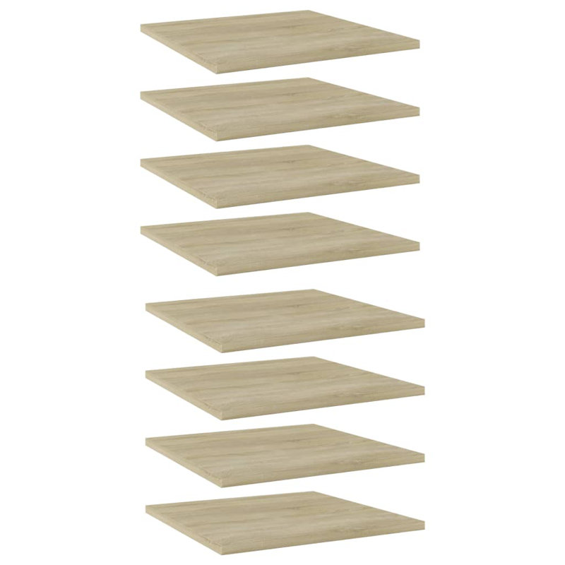 Bookshelf Boards 8 pcs Engineered Wood, Oak, (8 Shelves) 0.6" H x 31.5" W x 19.7" D