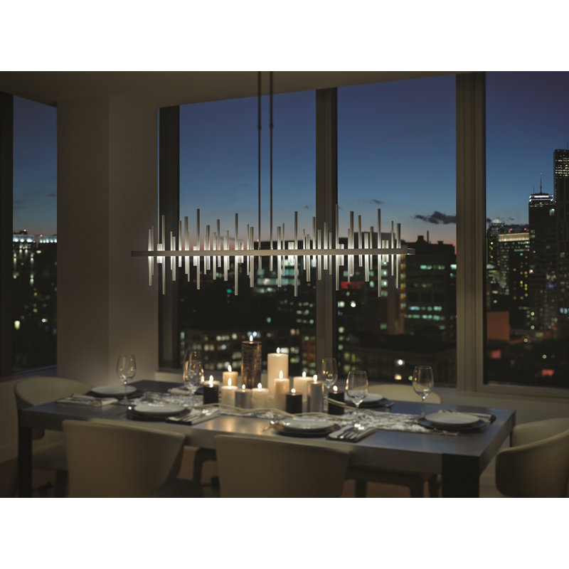 Cityscape 1 - Light Kitchen Island Linear LED Pendant, Vintage Platinum, Vintage Platinum