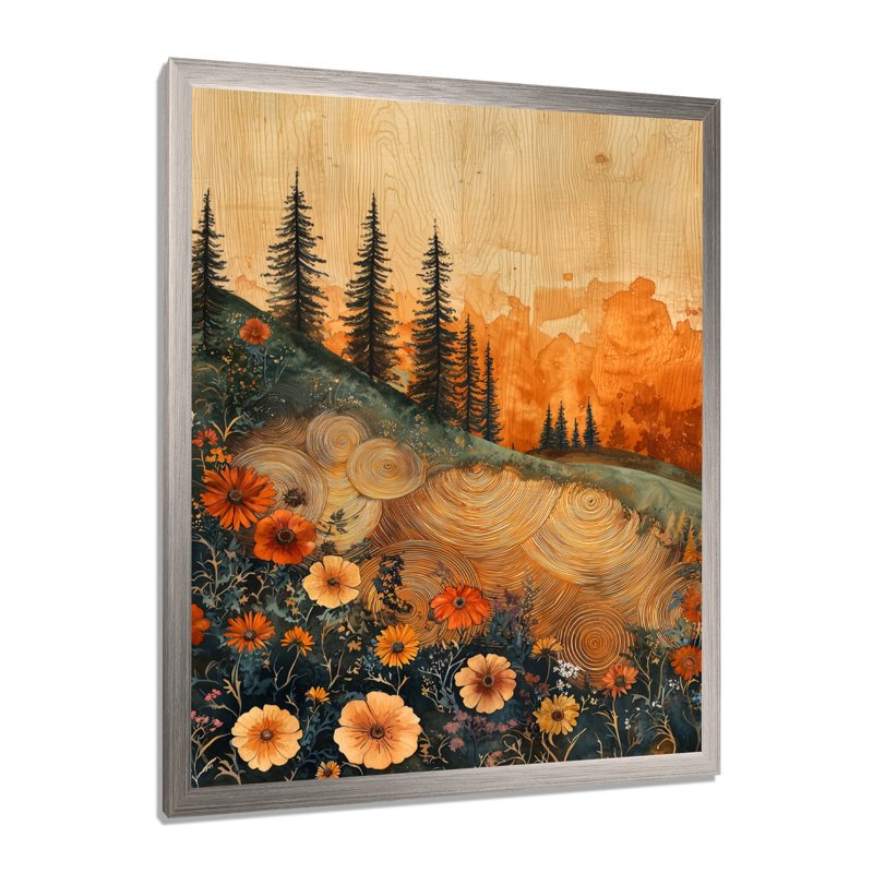 Barnish - impressions sur toile florales, H 32 po x l 16 po, Argent argent, Reproduction encadrée d'une seule photo