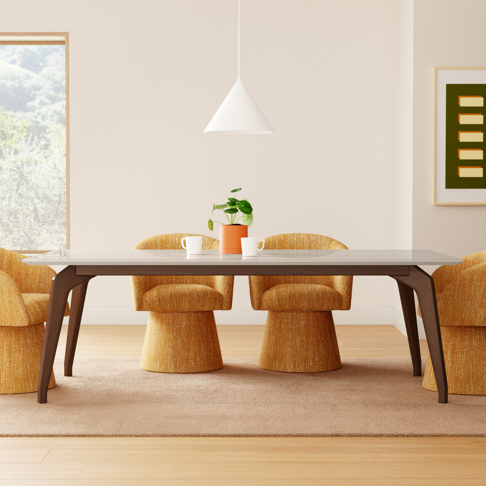 Ena Dining Table, Off White, 29.5" H x 86.5" L x 43.5" W