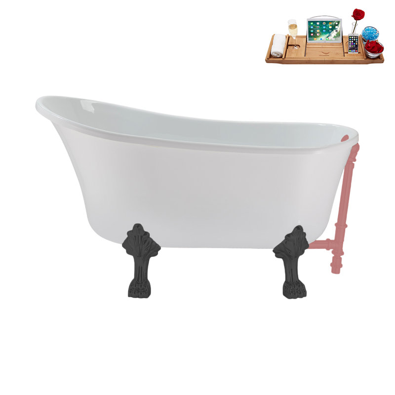 51.2'' x 25.6'' Soaking Acrylic Bathtub, Brushed Gun Metal, Matte Pink