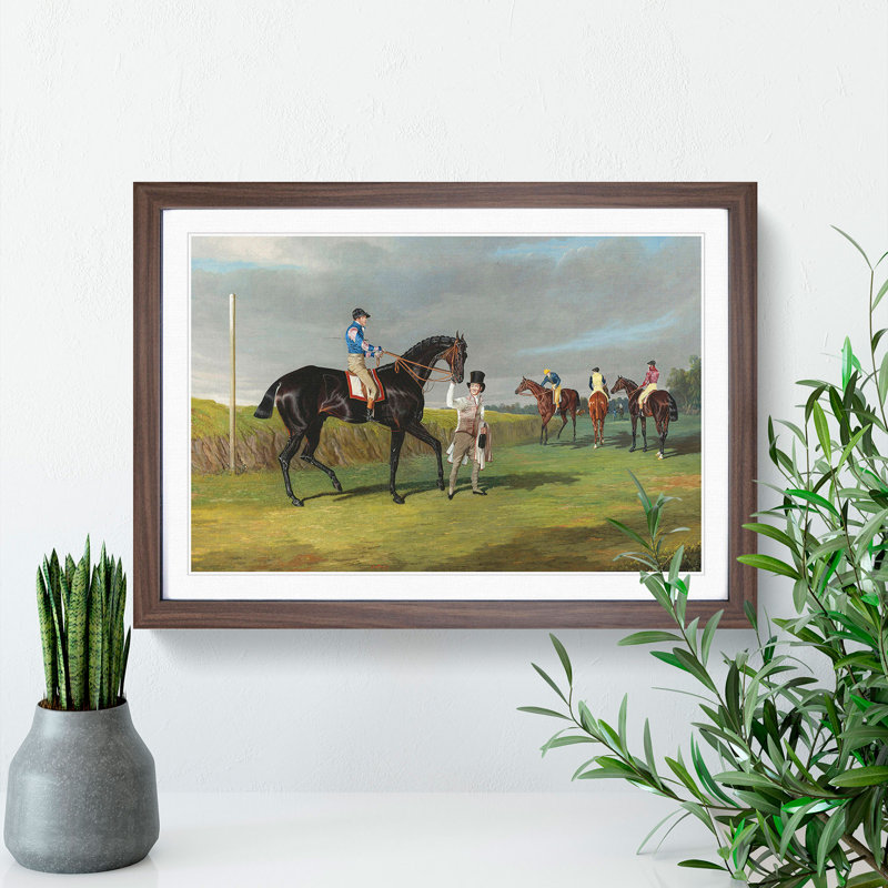 The Doncaster Gold Cup by John Frederick Herring - Picture Frame Painting, 27cm H x 36cm W x 2cm D, Walnut