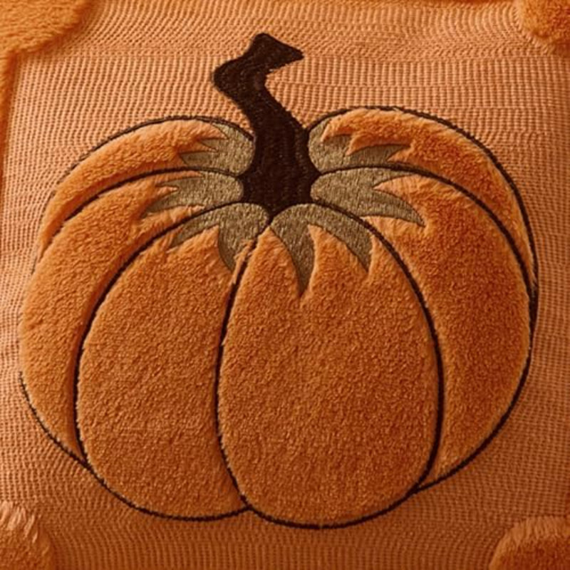 Couvre-oreiller d'automne 18 x 18 feuilles de citrouille orange