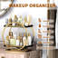 Organisateur de maquillage pour coiffeuse, organisateur de parfum or noir pour commode, organisateurs de comptoir de salle de bain à 2 niveaux