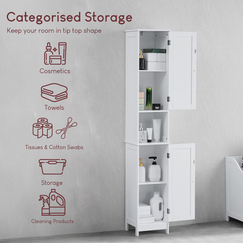 Milano Freestanding Linen Cabinet, White