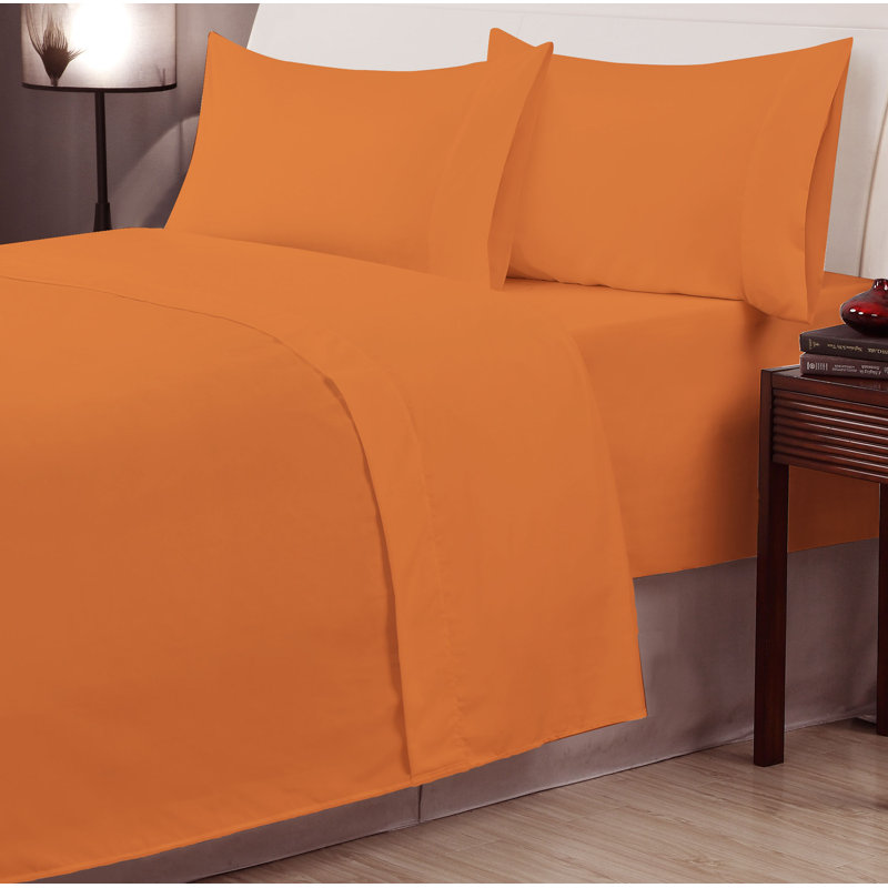 Billie Microfiber Sheet Set, Queen, Orange