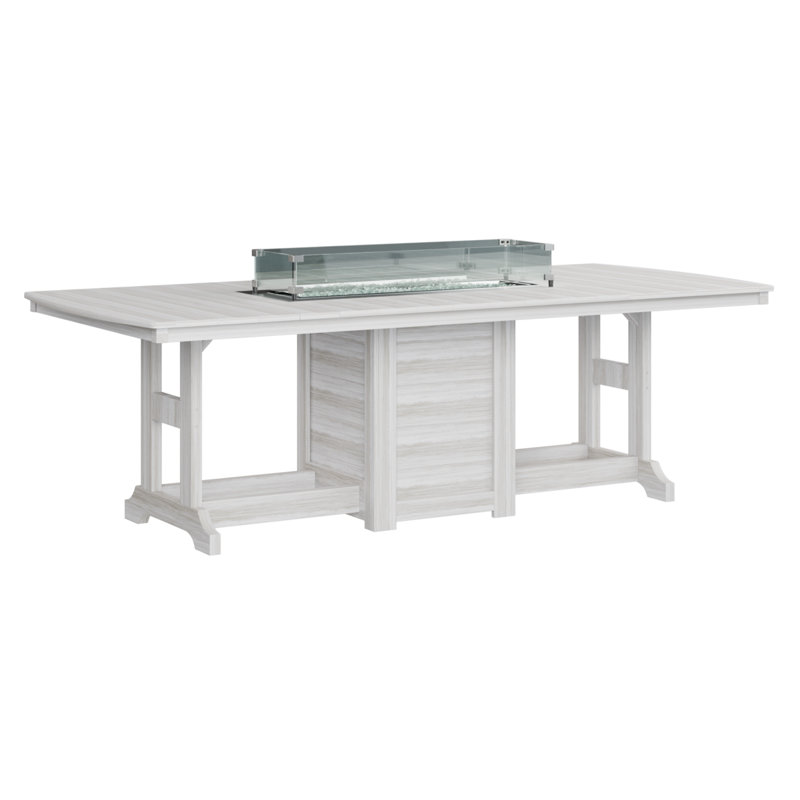 Berlin Gardens Garden Classic 96″ Fire Pit Counter Height Dining Table, 35.5" H x 44" W x 96" D, Seashell