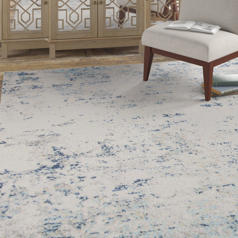N'Keal Performance Abstract Rug, Rectangle 8' x 10', Light Gray/Blue