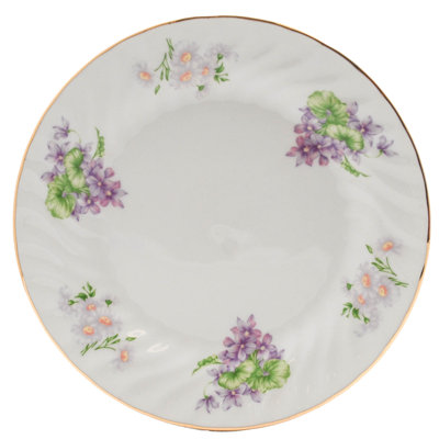 Nila 7.5-Inch Floral Porcelain Salad/Dessert Plate with Gold Trim