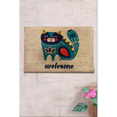 Durable Coco Doormat, 100% Coir, 15.7 x 23.6 inches | Thickness: 0.7-0.9 inches, PVC Non-Slip Underside | Easy to Clean, Machine Washable at 86°F | Ideal for Entryways, Eco-Friendly & Stylish Design