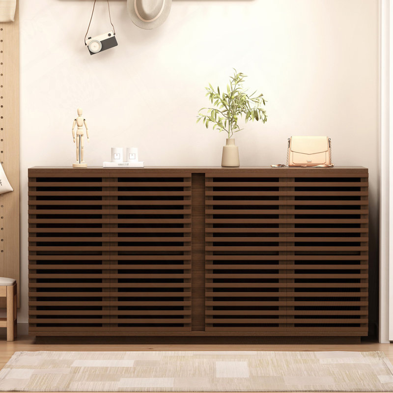Armoire de rangement antique à 4 portes avec tablettes réglables