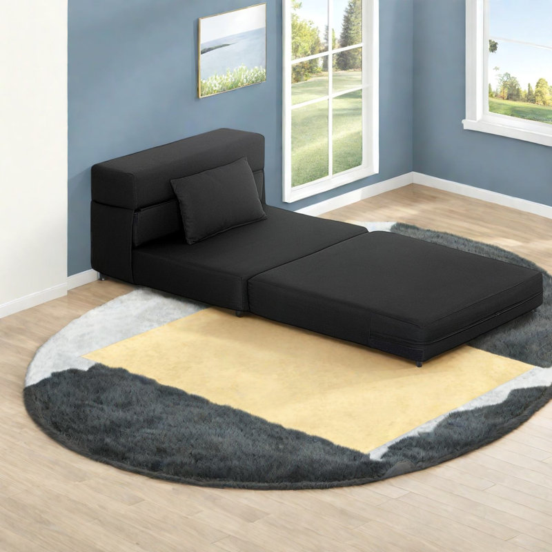 Canapé-lit pliant en lin multifonctionnel, design moderne compact pour les espaces de vie, noir