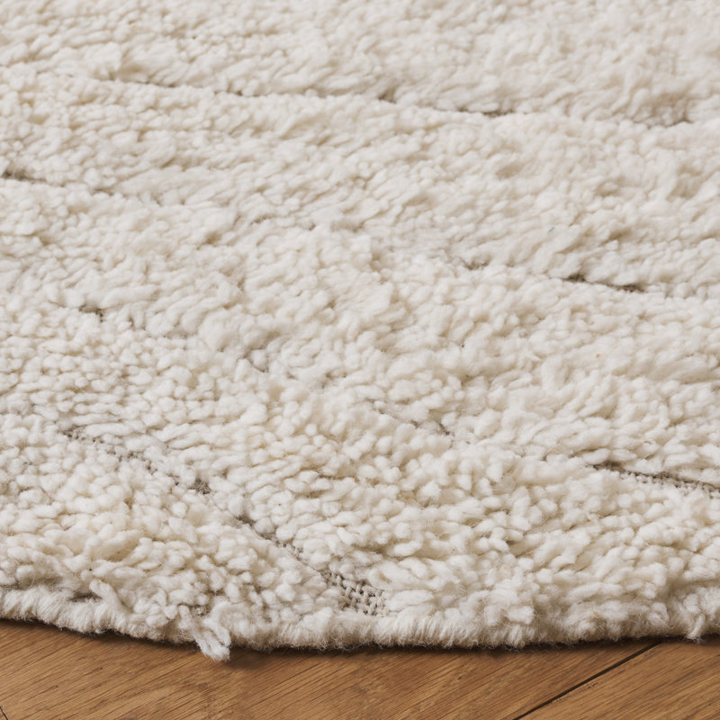 Tapis ivoire en laine / coton tissé à la main Onawa, Rond 6 pi